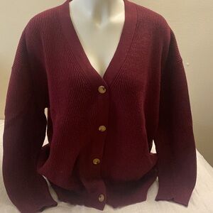 Lillusory Burgundy Knit Sweater Oversized